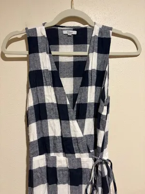 Rails Madison Mini Wrap Dress Azure Check Navy Blue White thumbnail 4
