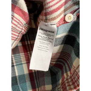 Patagonia Fjord Flannel Shirt Women's 8 Plaid Organic Cotton Button Up Red Teal thumbnail 4