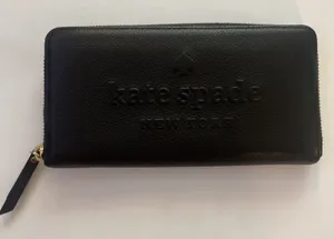 Kate Spade Neda Larchmont Avenue Pebble Leather Embossed Logo Black Wallet thumbnail 1