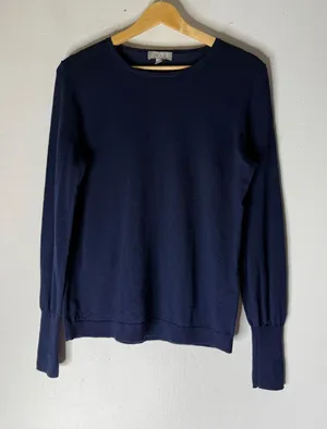 J crew Navy Blue Merino Wool crew neck sweater lightweight slim fit Small thumbnail 1