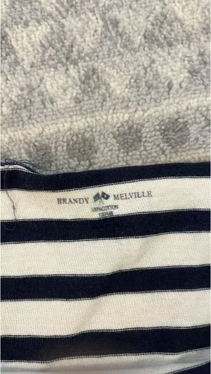 Brandy Melville Striped Off-The-Shoulder Top Blue thumbnail 3
