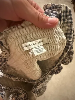 American Eagle Cream Smocked mini dress with Blue Plaid floral pattern thumbnail 3