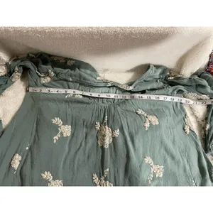 Free People Emma Austin Embroidered Long Sleeve Tunic Dress M Green Boho Peasant thumbnail 7