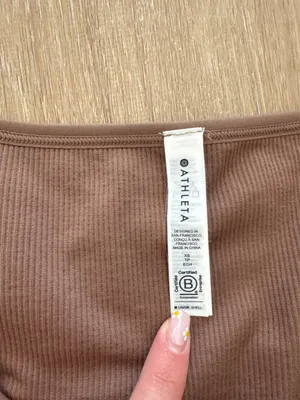 Athleta Aurora Crop Top Womens Medium Brown Seamless Ribbed Long Sleeve Shirt thumbnail 4
