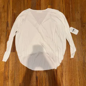 double zero white long sleeve faux wrap top thumbnail 4