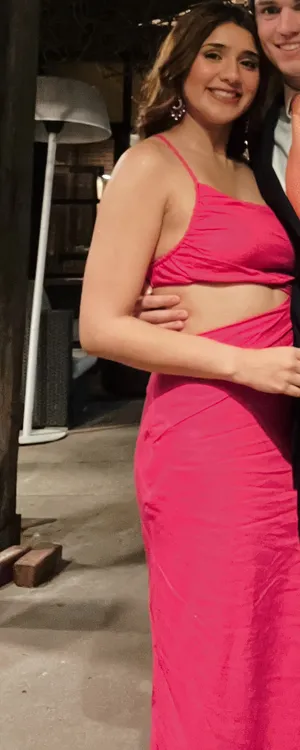 Hello Molly - Hot Pink Cut-Out Midi Dress thumbnail 3