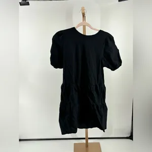 Zara Black 100% Cotton Puff Sleeve Mini Dress Crew Neck Size Medium thumbnail 13