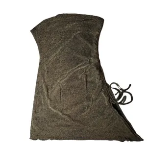 Strapless Tube Mini Dress Metallic Old Gold w/ Attached Shapewear Lining Large thumbnail 2
