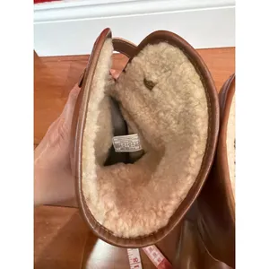 UGG Lynnea Clog‎ Boots Womens Brown Leather Shearling Studded Wood Heel 6 thumbnail 12