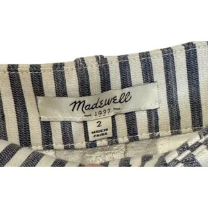 Madewell Women's Skirt Striped Straight Mini Pockets‎ Cotton Blue White Size 2 thumbnail 4