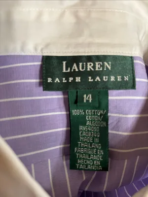 Lauren Ralph Lauren Pinstripe English Garden Blouse Sz 14 Button Up 100% Cotton thumbnail 6