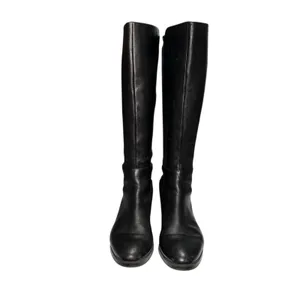Tory Burch Womens 9.5 Caitlin Riding Boots Knee High Leather Black Logo‎ Pull On thumbnail 2