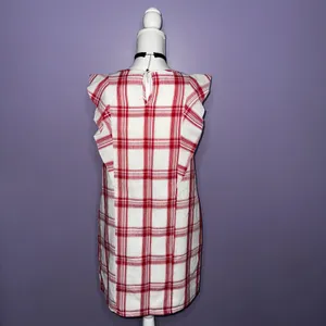 Entro NWT Boutique Red and White Plaid Dress with Lace Detail thumbnail 8