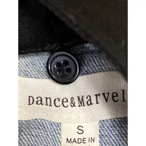 Dance & Marvel Blue Black Hoodie Hooded Distressed Crop Denim Jean Jacket Size S thumbnail 3