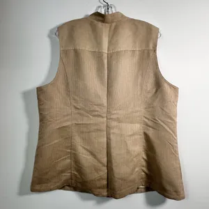 Chicos Tan‎ Faux Suede Perforated Button Front Utility Vest Mock Neck Size 3 XL thumbnail 2