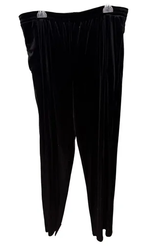Impressions Lifestyle Women‎ Black Velvet Elastic Waist Straight Leg Pants Large thumbnail 1