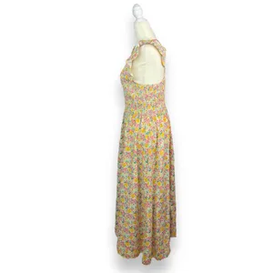 Anthropologie Cool Mode Ditsy Floral Smocked Bodice Midi Dress thumbnail 4