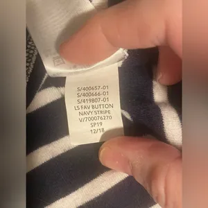 Gap Blue/White Favorite Stripe Long Sleeve Button-Shoulder T-Shirt thumbnail 9