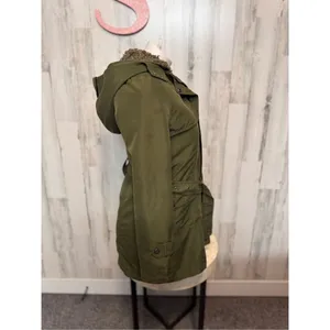 JYY Faux Fur Jacket Removable Raincoat Green Size S thumbnail 3
