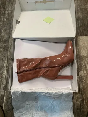 Aldo Glossy Mid-Calf Block Heel Boots in Chestnut Pink Size 6.5 thumbnail 14