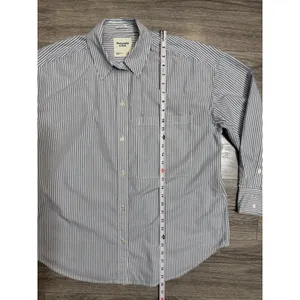 Abercrombie & Fitch Womens Oversized Shirt M Striped Button Down Blue White thumbnail 6