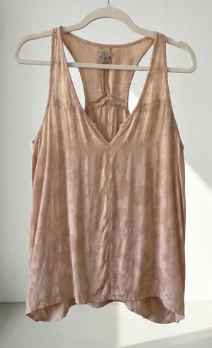 Ecote Satin Floral Racerback Tank Top L thumbnail 1