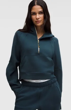 Lululemon NWT Scuba Oversized Half Zip Hoodie Indochine Blue Gold Size M/L thumbnail 1