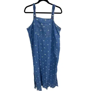 Solutions Women's‎ Large Blue Denim Floral Jumper Maxi Dress Cottagecore thumbnail 3