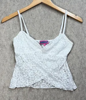 Edikted White‎ Floral Lace Crossover Camisole Top Small Coquette Fairy Soft Girl thumbnail 1