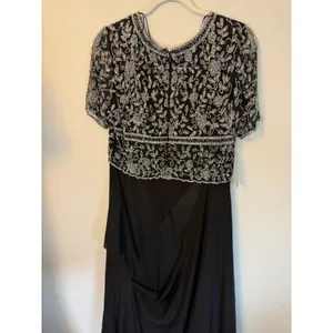Pisarro Night Short Sleeve Long Beaded Gown Black Sz 10 NEW READ thumbnail 14