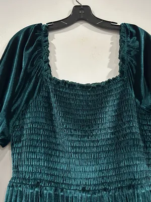 Baltic Born Vivaldi Smocked Velvet Midi Dress XL Emerald Green thumbnail 2