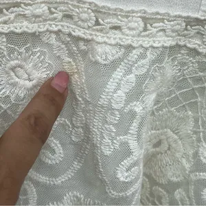 Maurices Cream Lace Detail Blouse size M sheer top embroidered hemline boho thumbnail 14