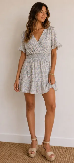 Altar’d State Pastel Floral Mini Dress thumbnail 1