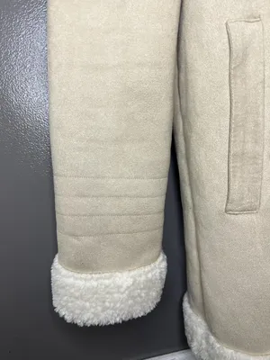 Show Me Your Mumu Jacket Womens Medium Beige Faux Shearling Sheldon Bomber Zip thumbnail 5