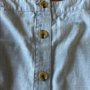 J. Crew Blue Button-Front Ruffle Blouse thumbnail 7
