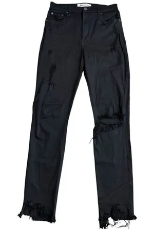 Reformation Size 29 High Rise Frayed Hem Jeans Black Distressed Stretch‎ Grunge thumbnail 1