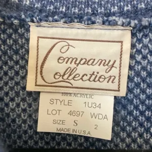 Vintage 90’s Y2K Snowflake Knit Cardigan Sweater Blue Button Holiday S thumbnail 6