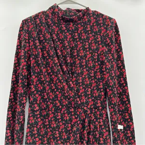 RTR Black Halo Briar Long‎ Sleeve Black & Red Rose Floral Print Mini Dress Sz 6 thumbnail 4