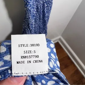 Pinch Women's Size Small Sleeveless High Neck Maxi Dress Blue White Dots Elastic thumbnail 13