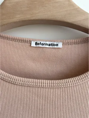 Reformation Ribbed Organic Cotton Baby Tee Blush Pink Short Sleeve Top thumbnail 3