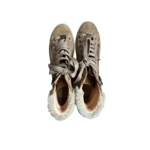 UGG Shearling Trim Cozy Comfort Winter Size Zip Chestnut Suede Fleece Cuff Sz 9 thumbnail 4