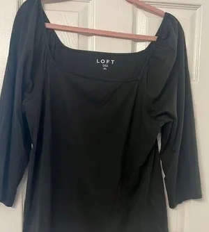 LOFT Dark Green Fitted 3/4 Sleeve Blouse thumbnail 1