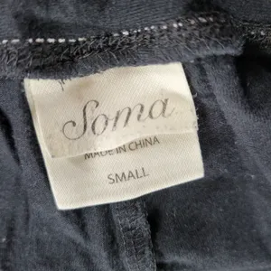 Soma Cool Collection Night Pajama Set S/M Black Stripes Lace Trim Crop Button Up thumbnail 2