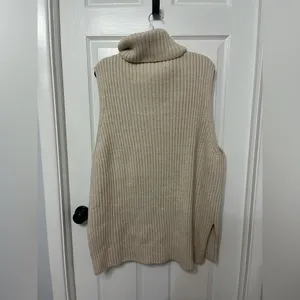H&M Women's Turtleneck Sweater Sleeveless Wool Blend Vest Tan Size XXL‎ thumbnail 9