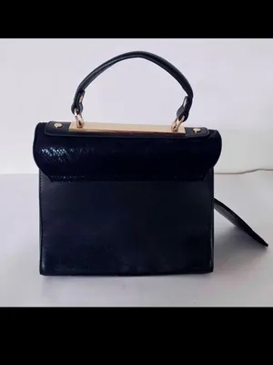 Dune London snake Black Top-Handle purse bag gold accent thumbnail 3