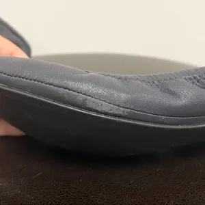 Tory Burch Eddie Navy Blue Leather Ballet Flats 6 M Folding Elastic Rim *No box* thumbnail 9