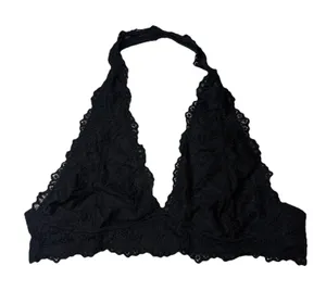 Unbranded Black Lace Halter Neck Bralette Size Medium Back Closure thumbnail 1