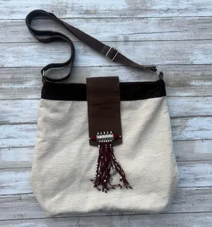 Earthbound Trading Co Purse Afghanistan Inspired Boho Leather Cotton Convertible thumbnail 1