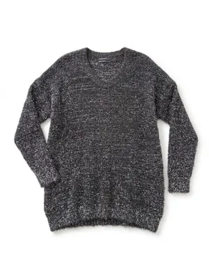 By Anthropologie Eyelash Knit‎ Mini Gray Silver Dress Size Large EUC thumbnail 2