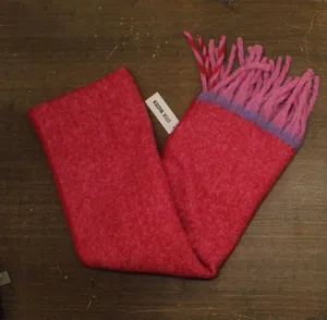 NWT Steve Madden Two-Tone Lofty Scarf Fuzzy Oversized SMA-5223 Bright Pink Multi thumbnail 1